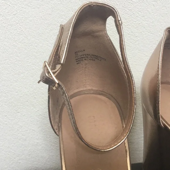 Steve Madden Beella Rose Gold Ankle Strap Heels Size 10 Formal Event Dance - Picture 3 of 5